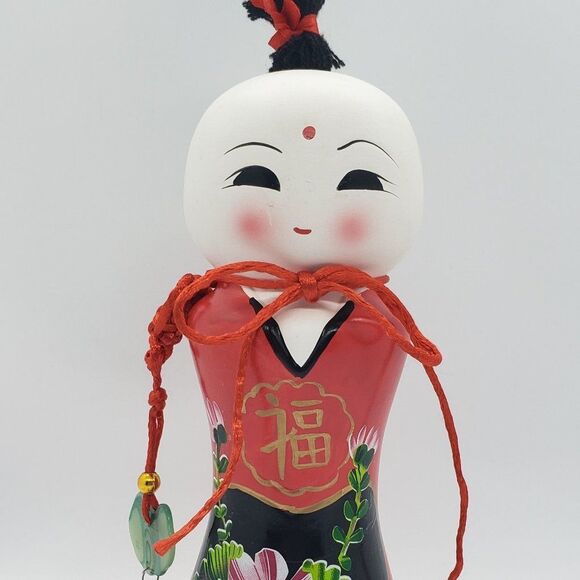 𝅺𝅺Kokeshi Doll Male Vintage Japanese Ceramic Piggy Bank with Lucky Charm - Picture 1 of 7